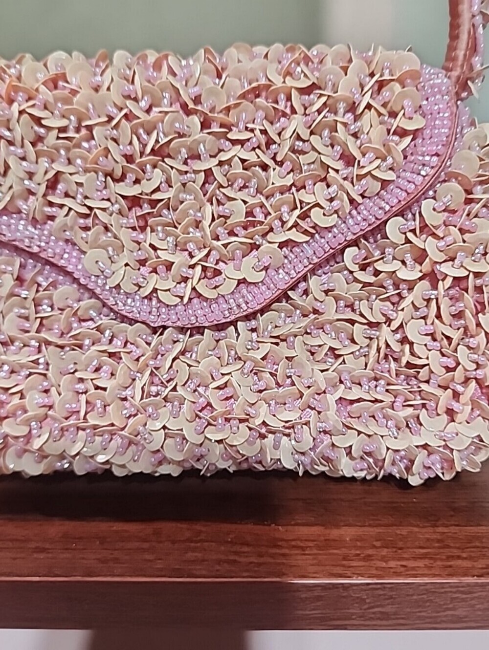 Pink Vintage Beaded & Sequin Mini Shoulder Bag | Y2K Glam Party Purse - Picture 9 of 9